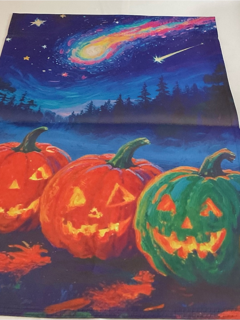 Festive Halloween Pumpkin Garden Flag - Starry Night